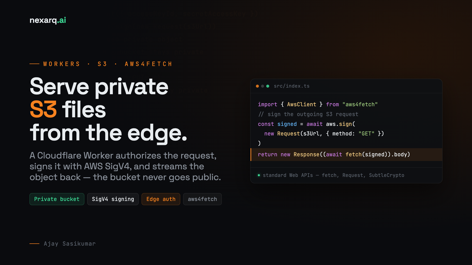How to Access Private AWS S3 Buckets from Cloudflare Workers using aws4fetch